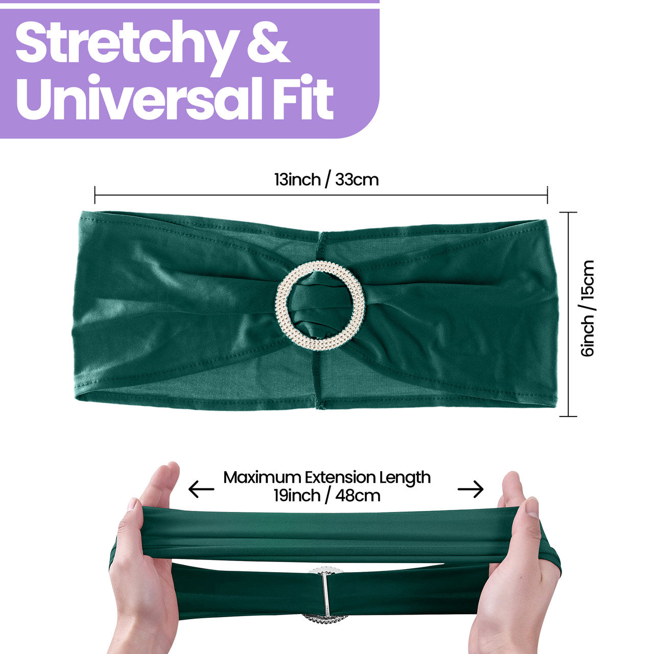 Spandex Chair Band with Round Diamante Buckle - Hunter Green