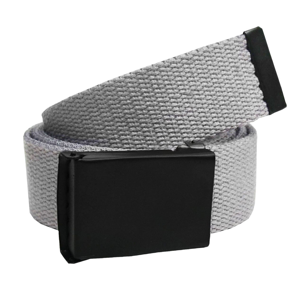 Webbing Army Belt with Black Buckle  - Grey