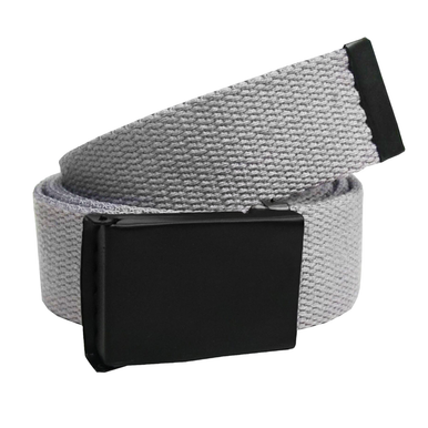 Webbing Army Belt with Black Buckle  - Grey