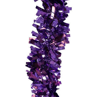 2m Christmas Wide Tinsel Garland - Purple