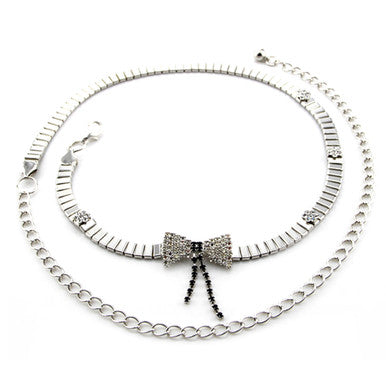 Flat Diamante Bow Belt