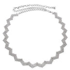 Diamante Zigzag Belt with 6 Rows - Silver
