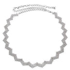 Diamante Zigzag Belt with 6 Rows - Silver