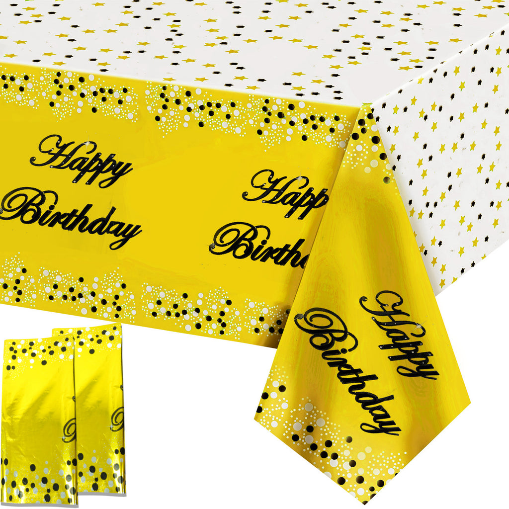 Gold Happy Birthday Printed Foil Tablecloth
