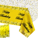 Gold Happy Birthday Printed Foil Tablecloth