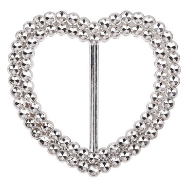 Heart Silver Slider Buckle Chair Bands - 5pcs