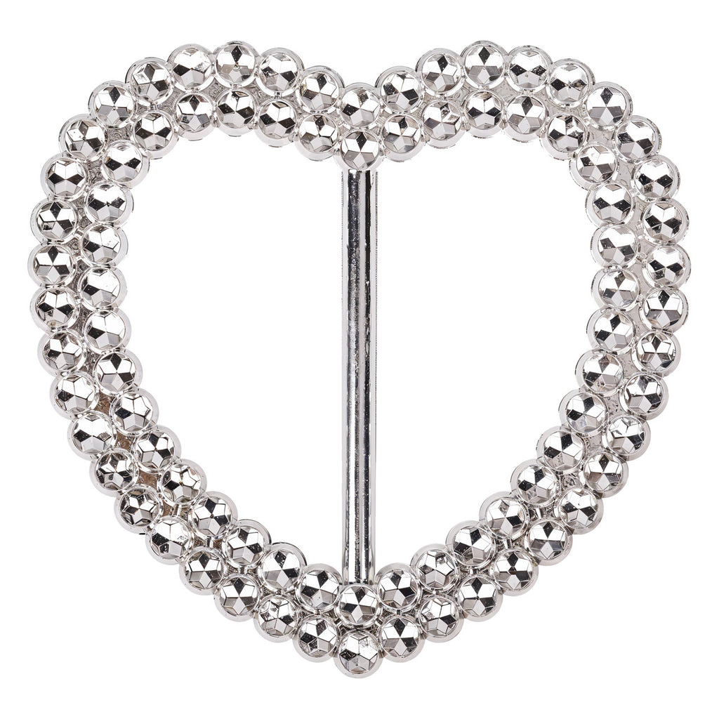 Heart Silver Slider Buckle Chair Bands - 5pcs