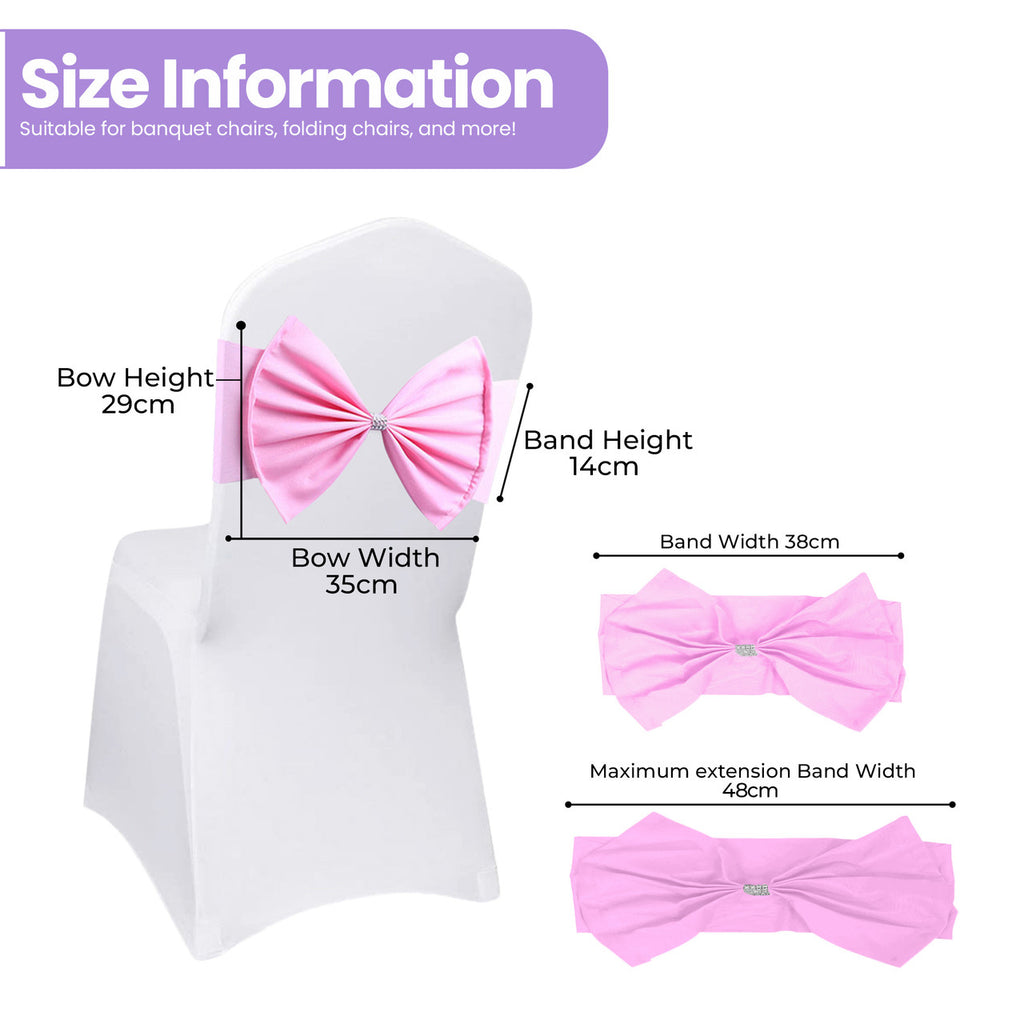 Spandex Chair Band with Large Bow - Pink