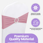 Spandex Chair Band with Round Diamante Buckle - Baby Pink