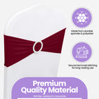 Spandex Chair Band with Round Diamante Buckle - Burgundy