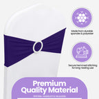 Spandex Chair Band with Round Diamante Buckle - Dark Purple