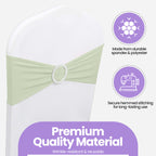 Spandex Chair Band with Round Diamante Buckle - Ivory