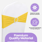 Spandex Chair Band with Round Diamante Buckle - Lemon