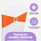 Spandex Chair Band with Round Diamante Buckle - Orange