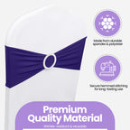 Spandex Chair Band with Round Diamante Buckle - Purple