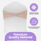 Sparkling Sequin Chair Bands with Diamante Buckle  Rose Gold