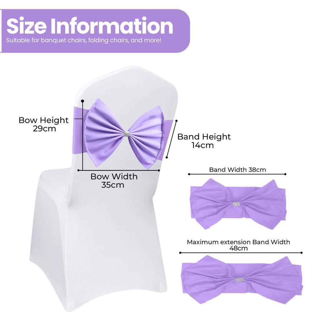 Spandex Chair Band with Large Bow - Lavender