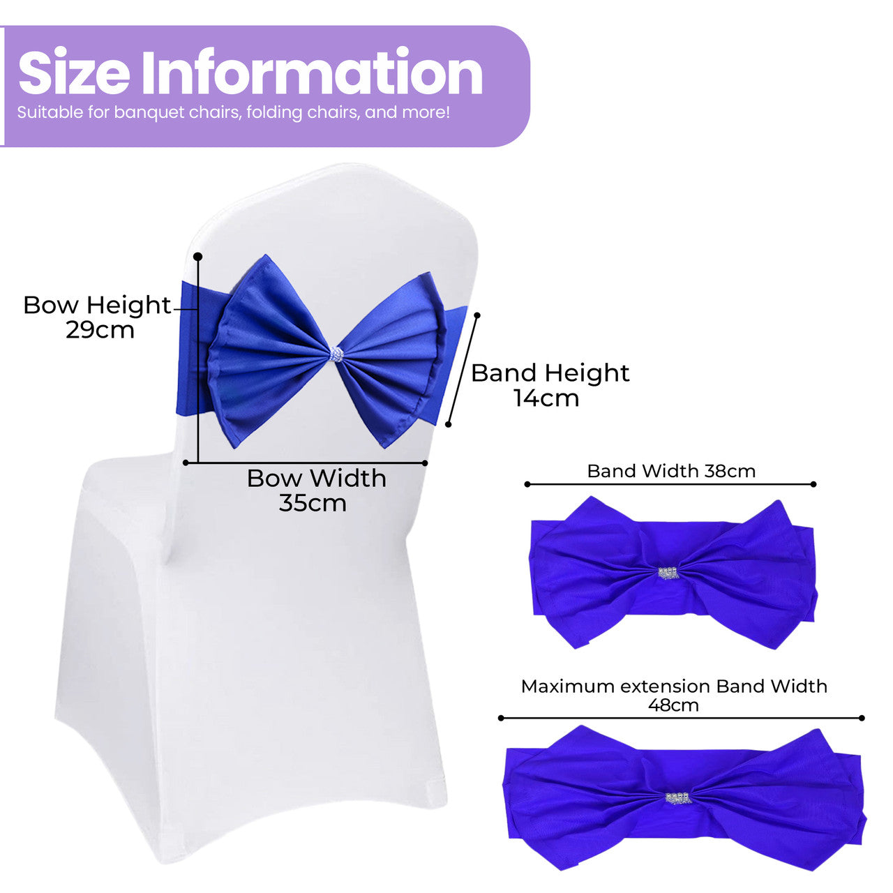 Spandex Chair Band with Large Bow - Royal Blue