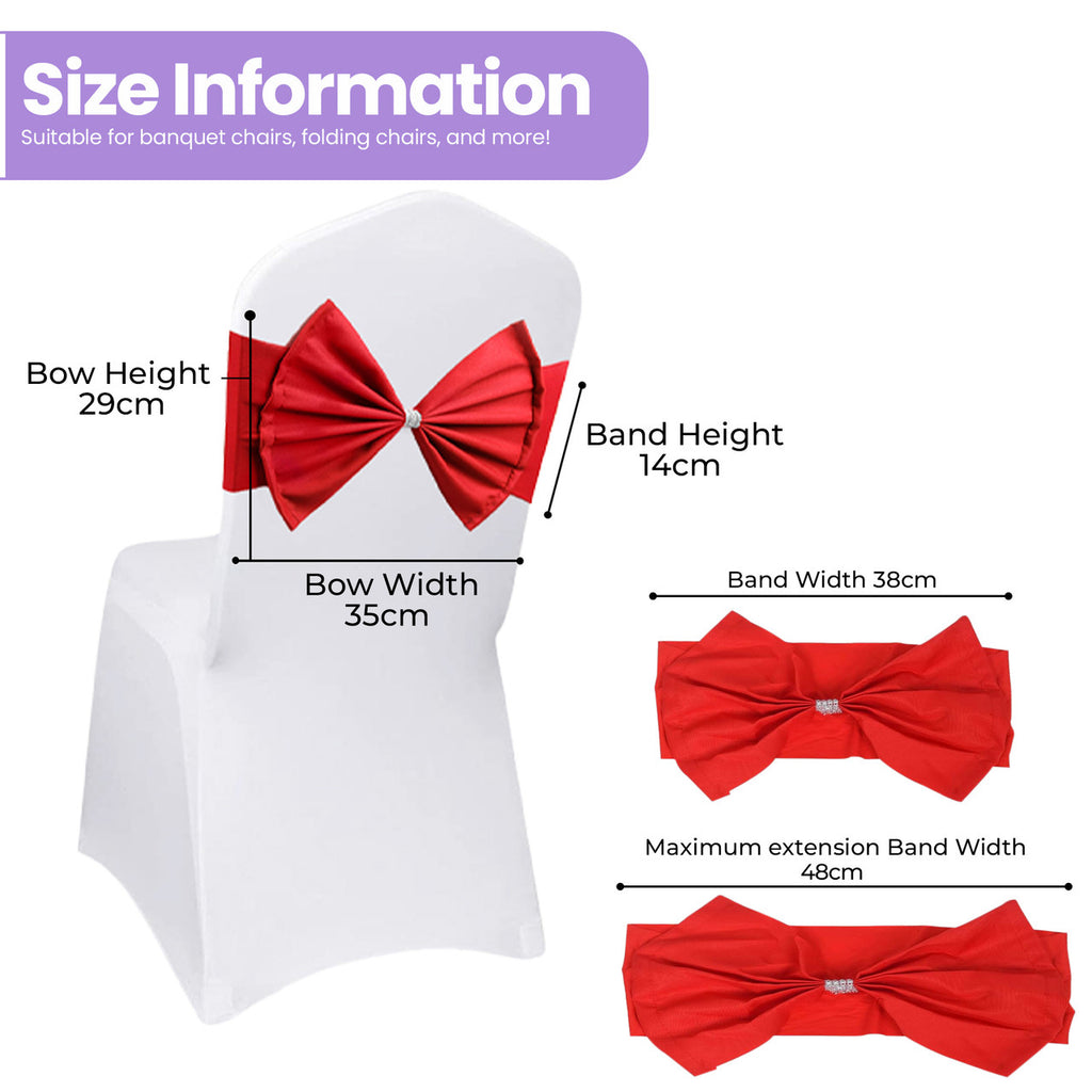 Spandex Chair Band with Large Bow - Red