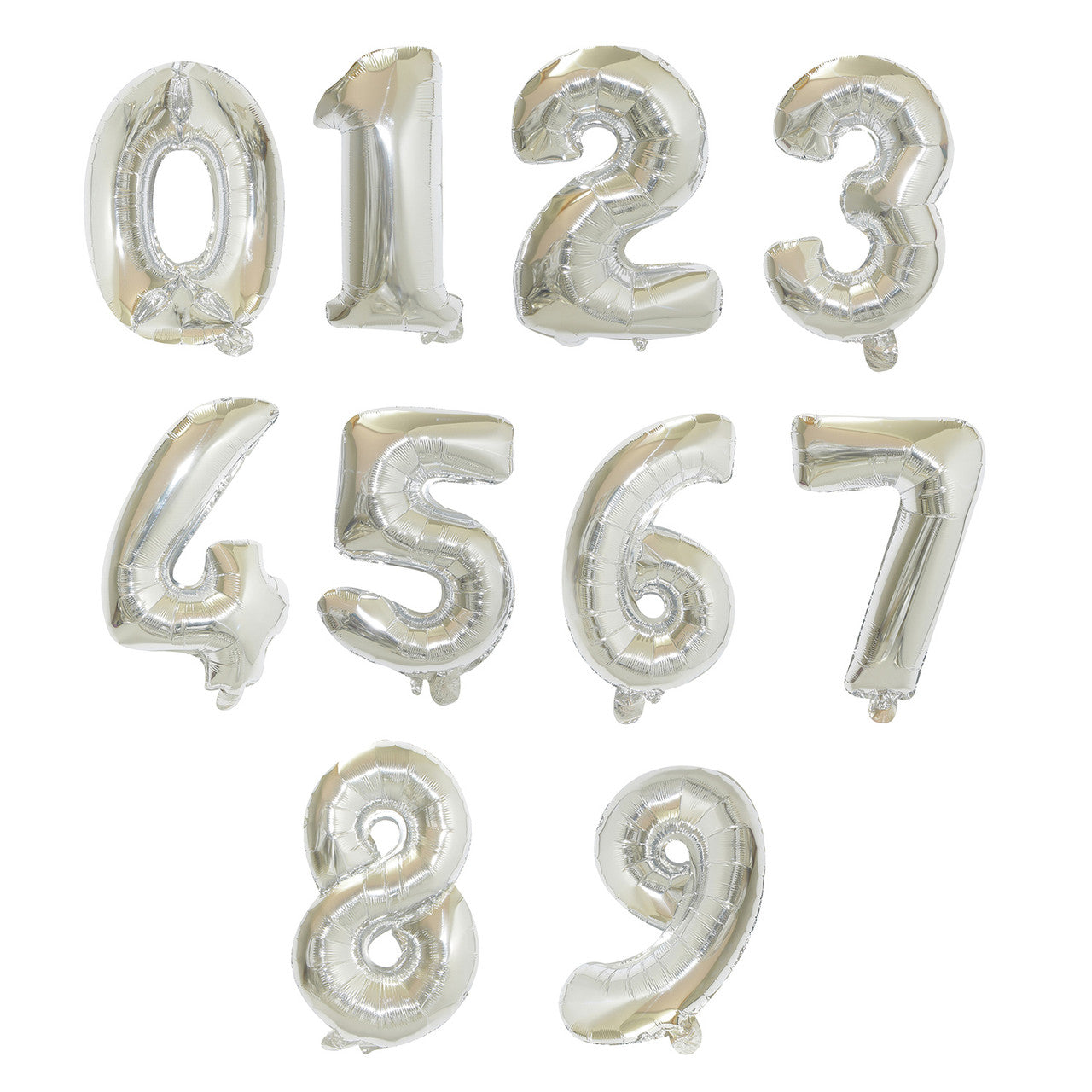 Large Foil Number Air-fill and Helium Balloons (0-9) - Silver