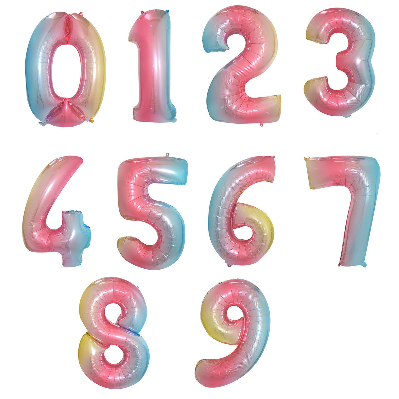 Large Foil Number Air-fill and Helium Balloons (0-9) - Rainbow