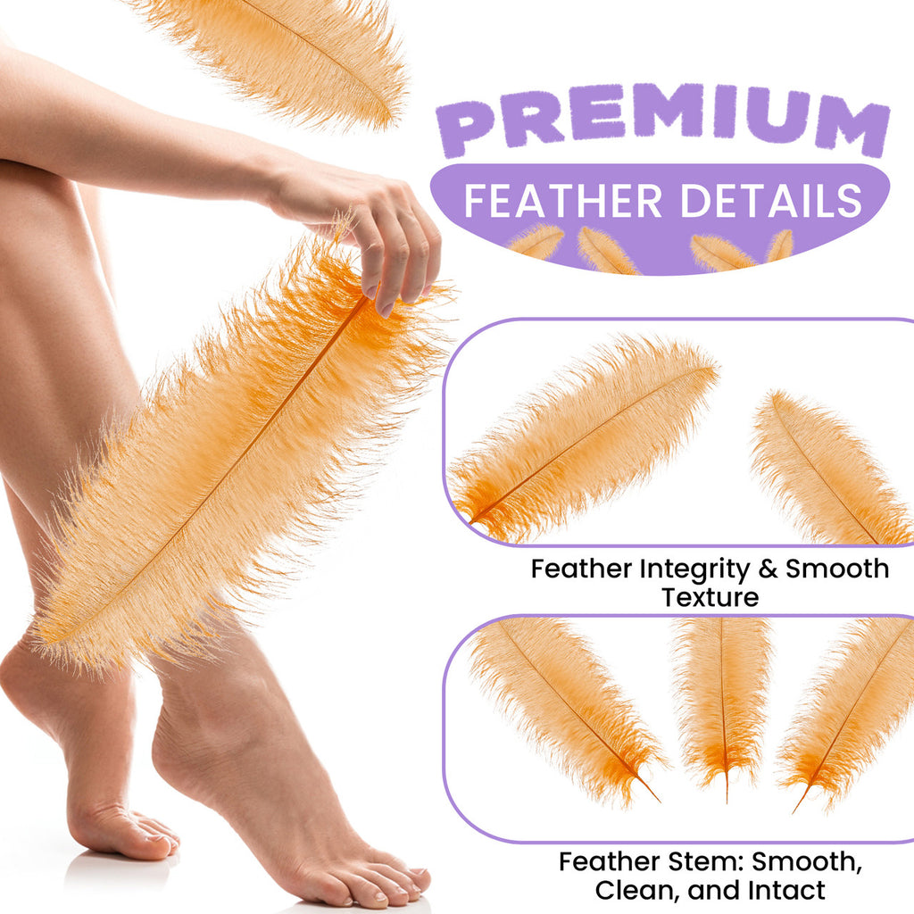 50-60cm Loose Ostrich Feathers, 5pcs - Orange