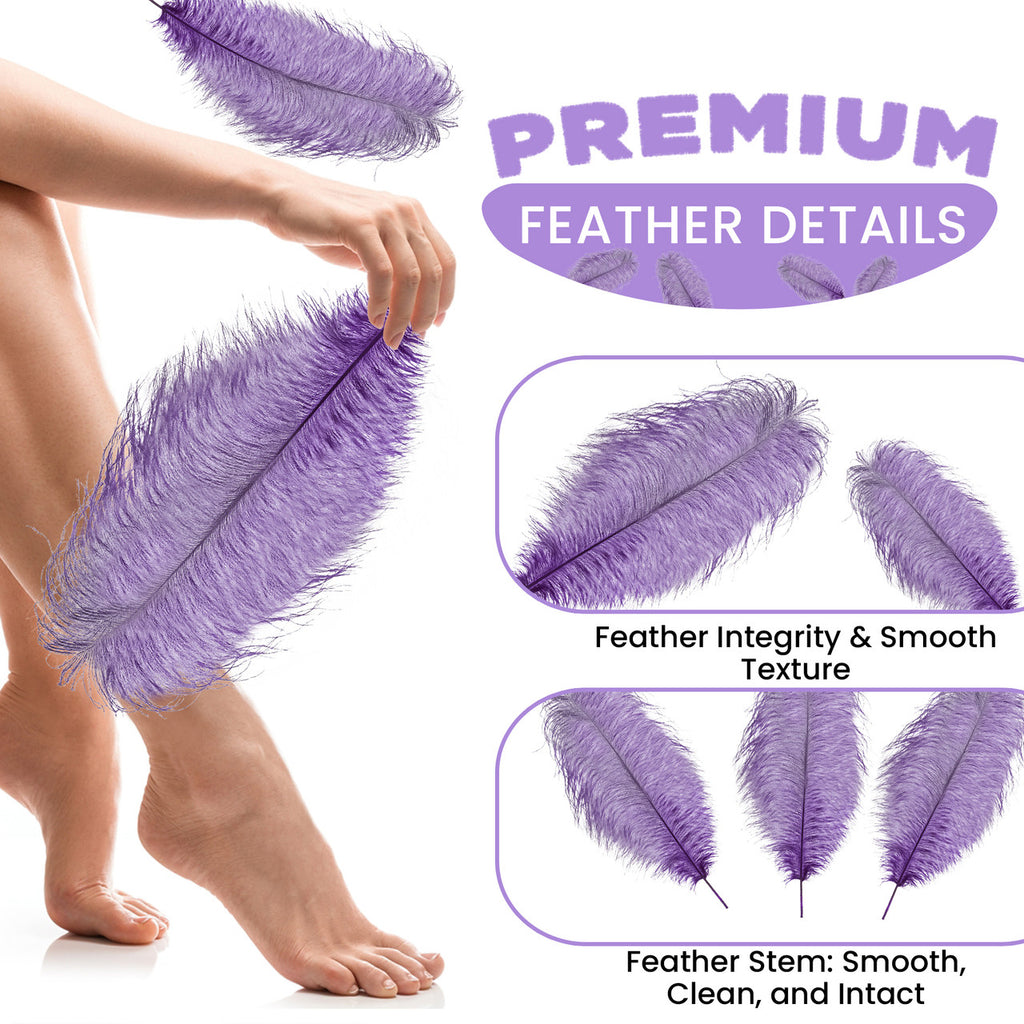 50-60cm Loose Ostrich Feathers, 5pcs - Purple