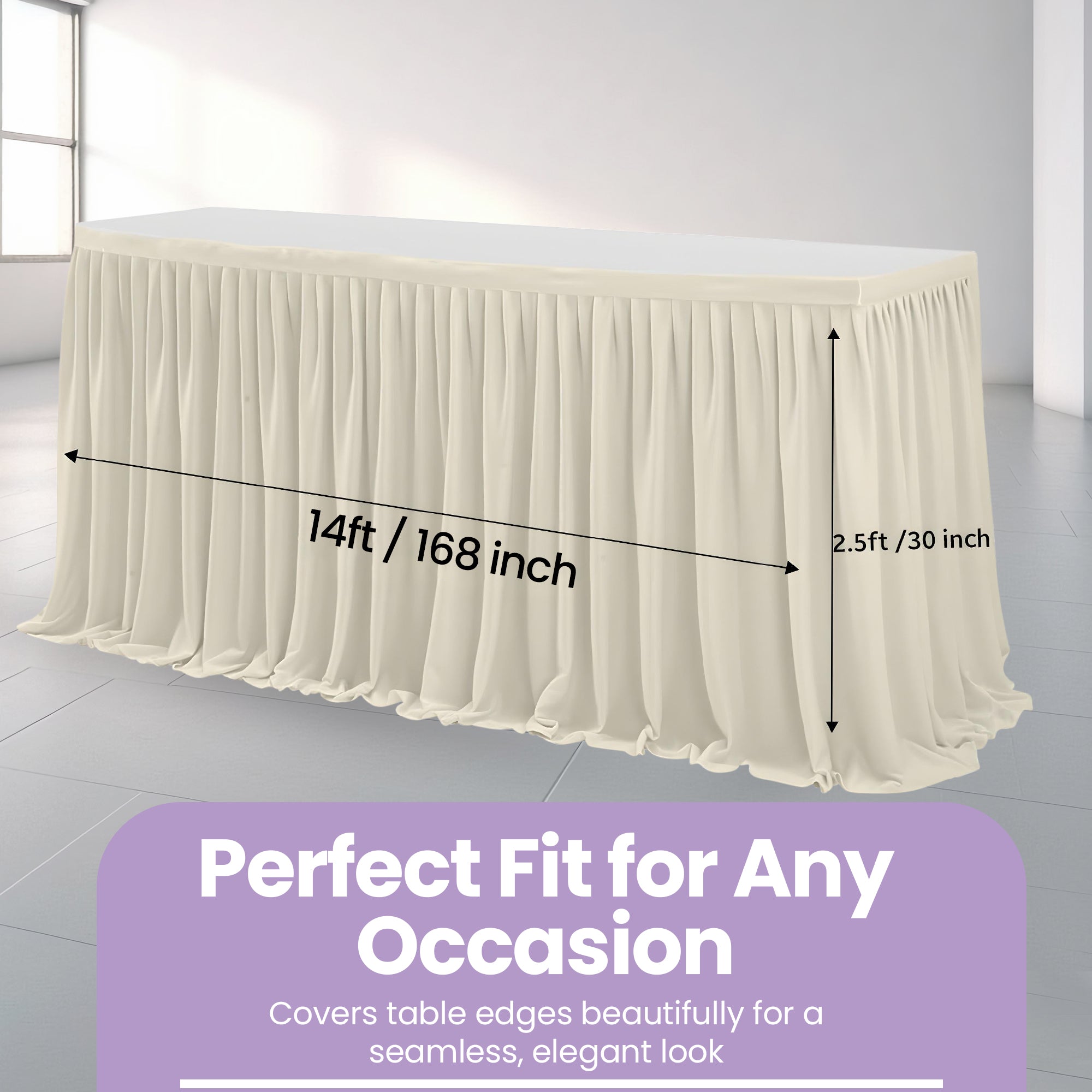 Polyester Table Skirt - Ivory