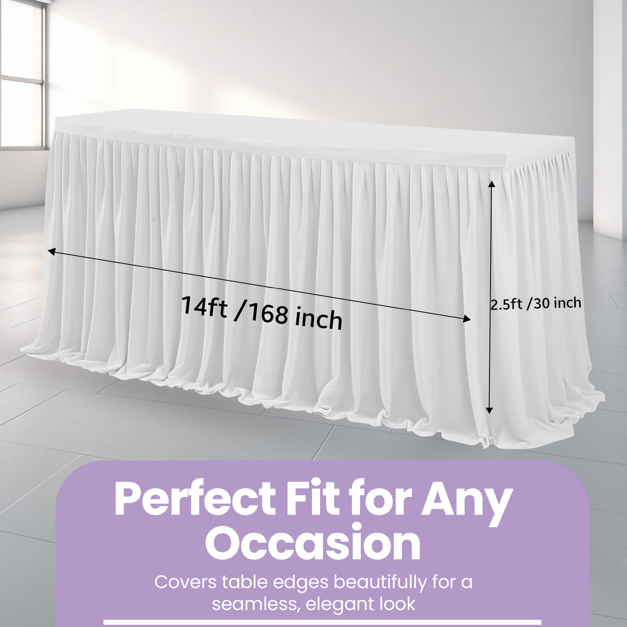 Polyester Table Skirt - White