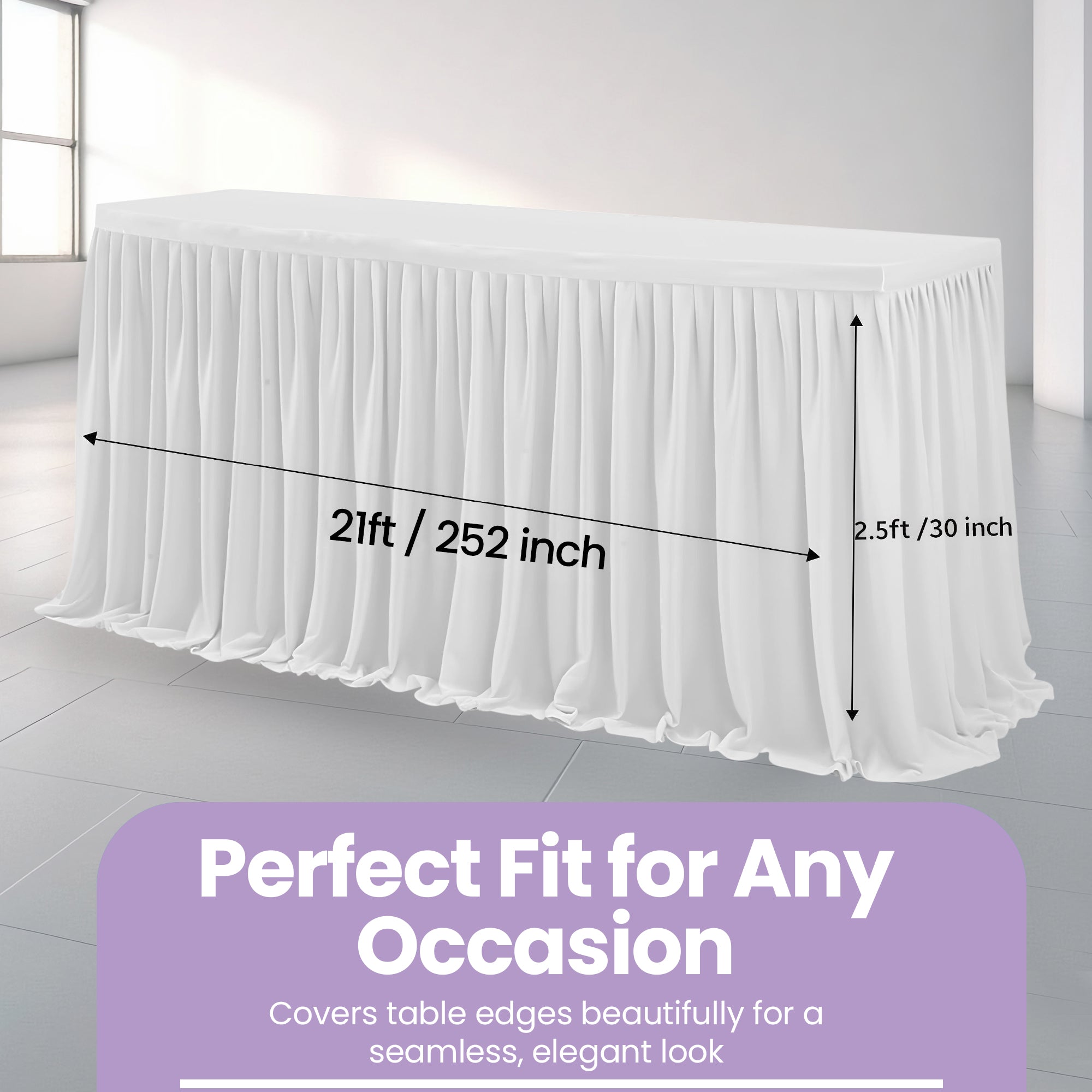 Polyester Table Skirt - White