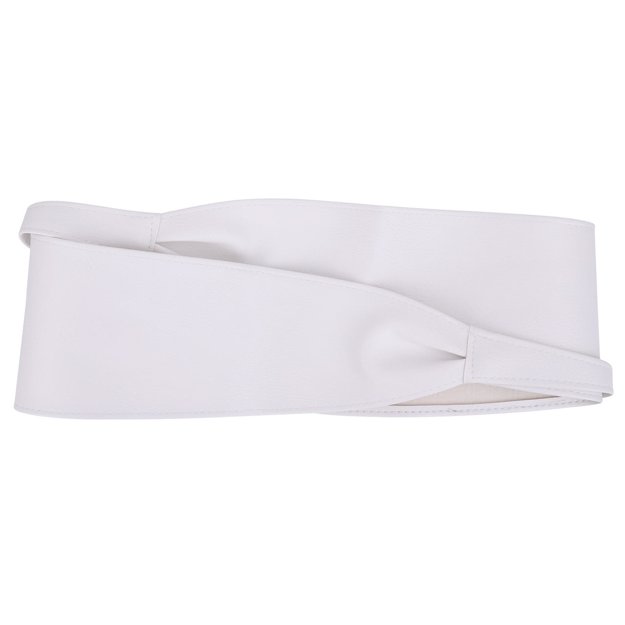 9.5cm x 250cm Wide Waist Crochet Cinch Soft PU Belt - White