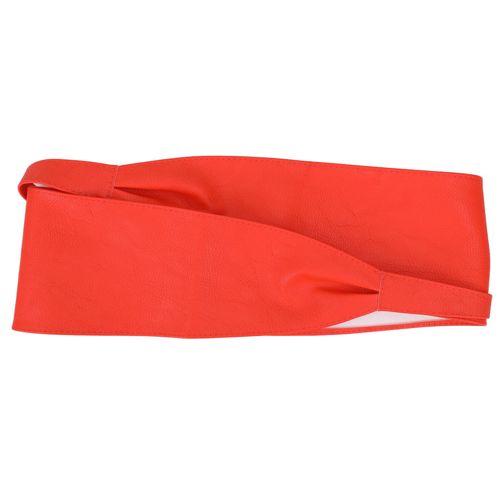 9.5cm x 250cm Wide Waist Crochet Cinch Soft PU Belt - Coral