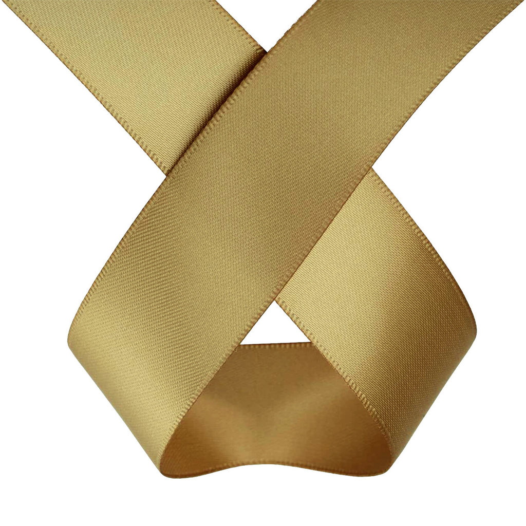 1m Double Sided Satin Ribbon- Gold