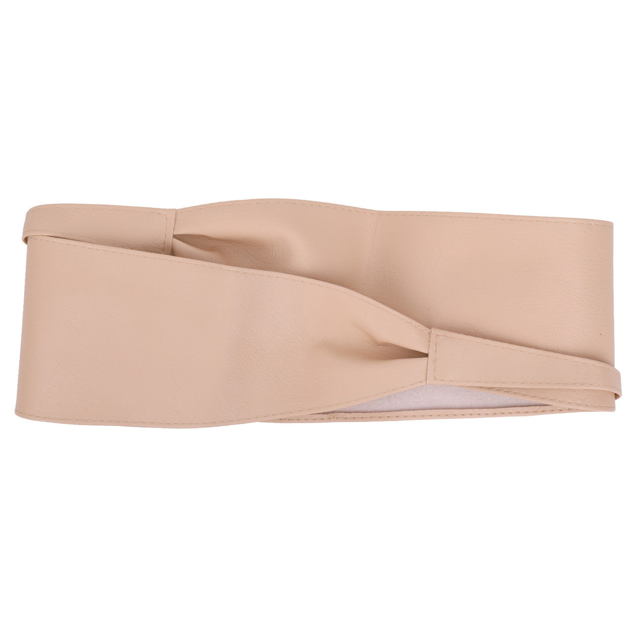 9.5cm x 250cm Wide Waist Crochet Cinch Soft PU Belt - Beige