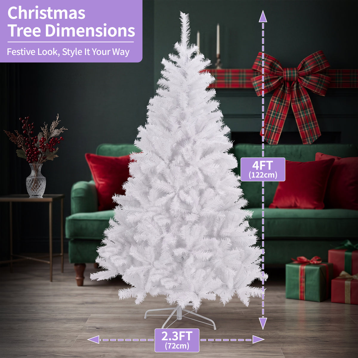 White Artificial Christmas Tree - 4ft/5ft/6ft