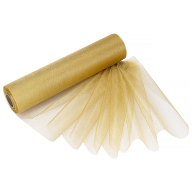 29cm Organza Snow Sheer Rolls Bundle, 5 x 25m Rolls  - Gold