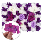 Hydrangea Artificial Flower Wall Panel 60cm x 40cm - Dark Purple & White