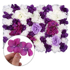 Hydrangea Artificial Flower Wall Panel 60cm x 40cm - Dark Purple & White x 12