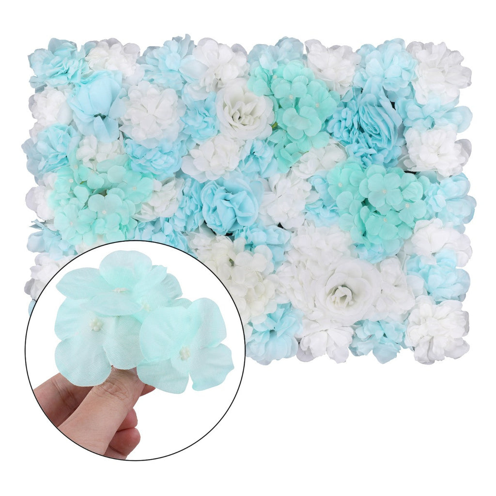 Hydrangea Artificial Flower Wall Panel 60cm x 40cm - Blue & White