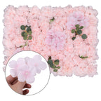 Hydrangea Artificial Flower Wall Panel 60cm x 40cm - Baby Pink with Leaves