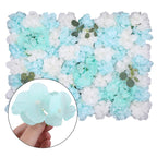 Hydrangea Artificial Flower Wall Panel 60cm x 40cm - Tiffany Blue with Leaves