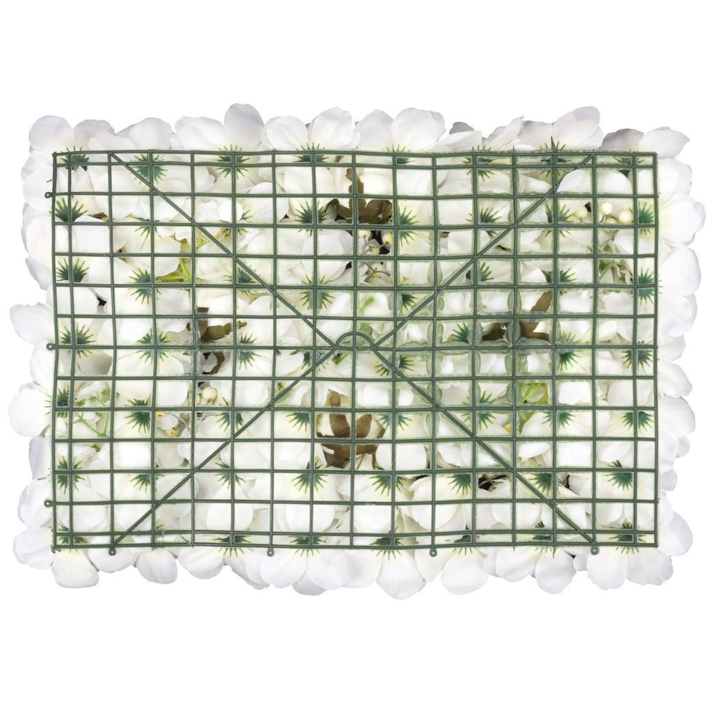 Hydrangea Artificial Flower Wall Panel 60cm x 40cm - Ivory with Berries