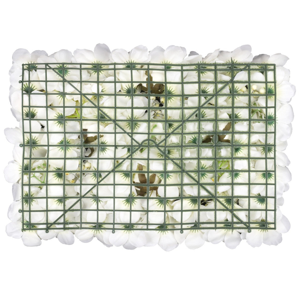 Hydrangea Artificial Flower Wall Panel 60cm x 40cm - Ivory with Berries