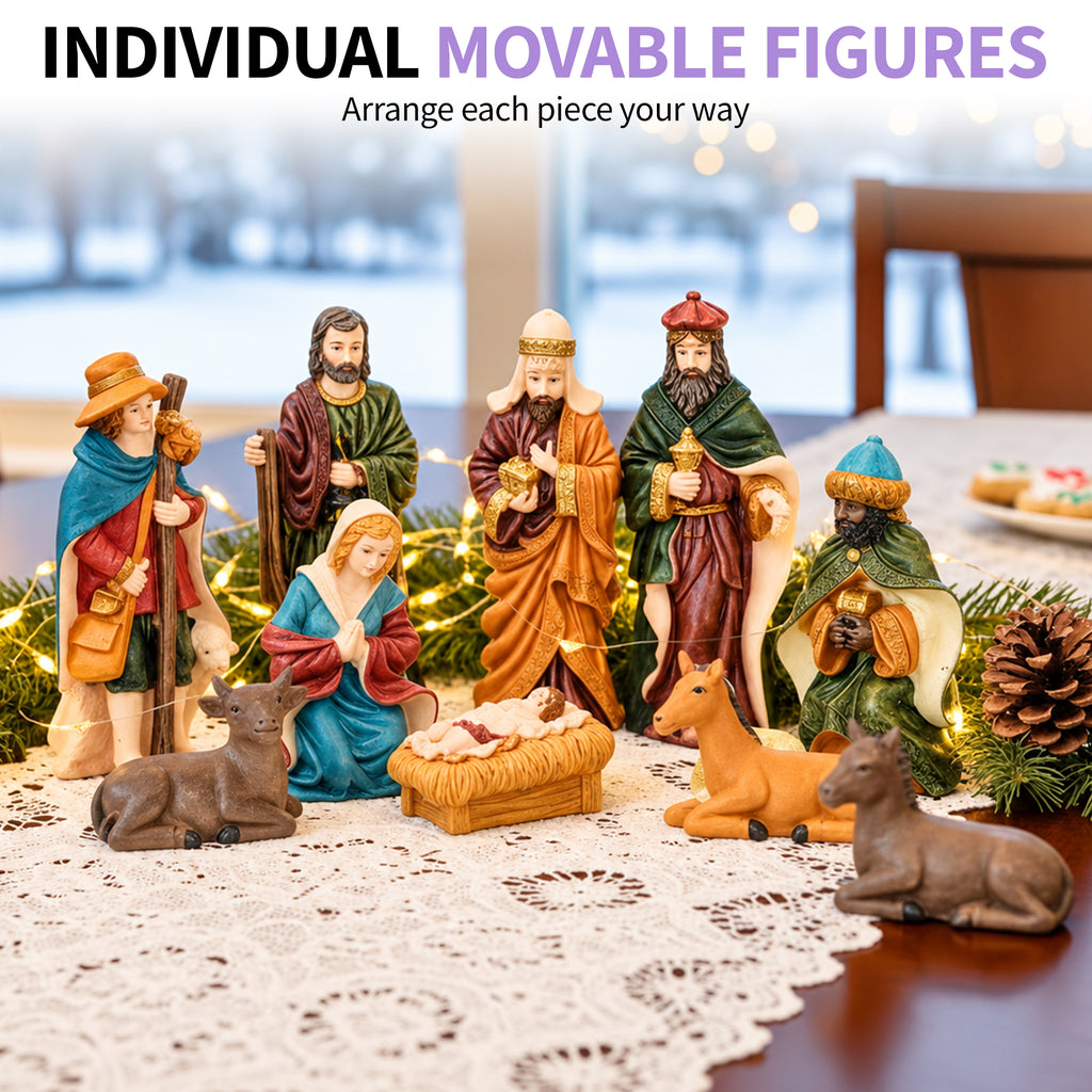 Set of 10 Resin Nativity Figures