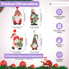 Wooden Nordic Gnome Christmas Ornaments Set