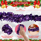 2m Christmas Wide Tinsel Garland - Purple