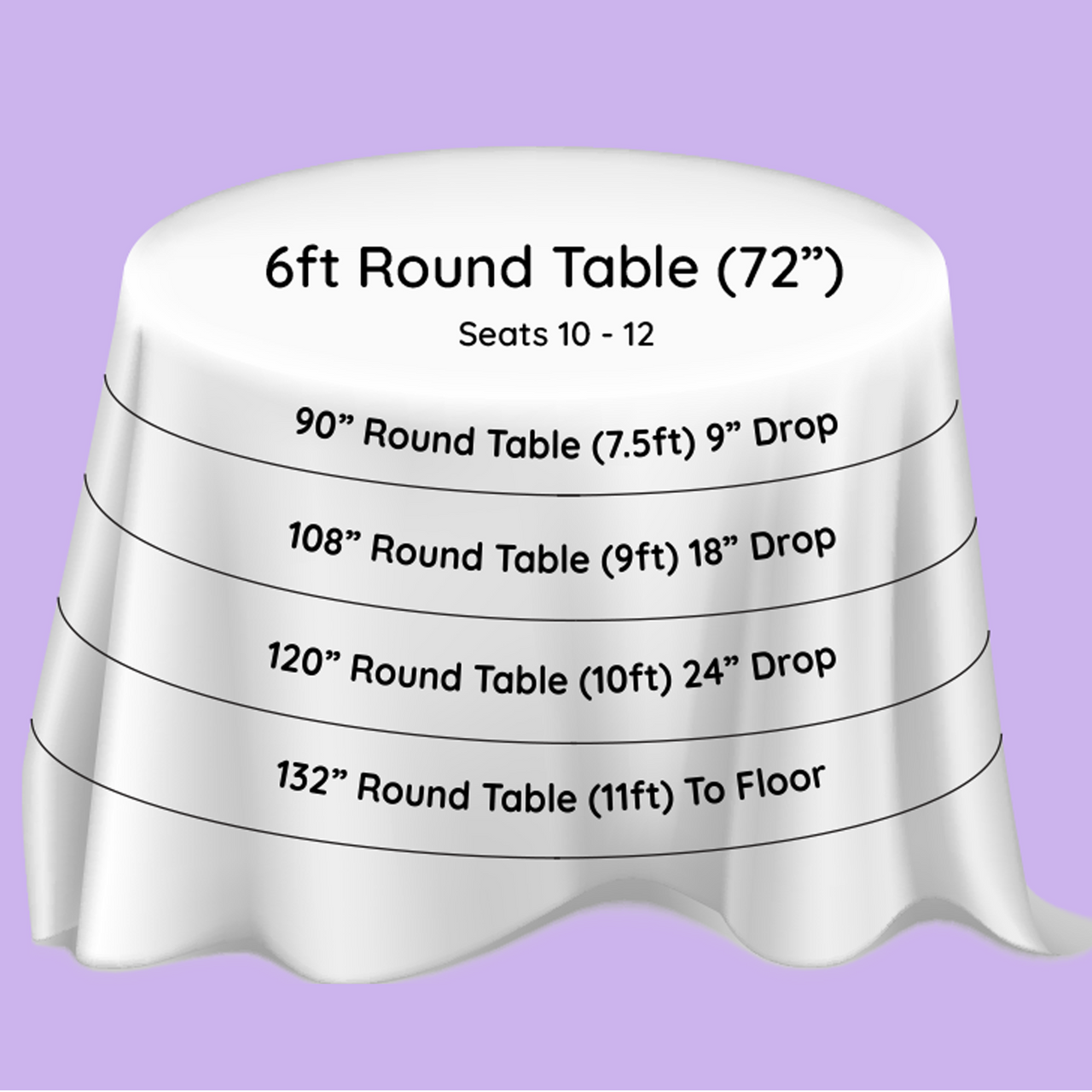 180GSM Round Polyester Tablecloth - Black