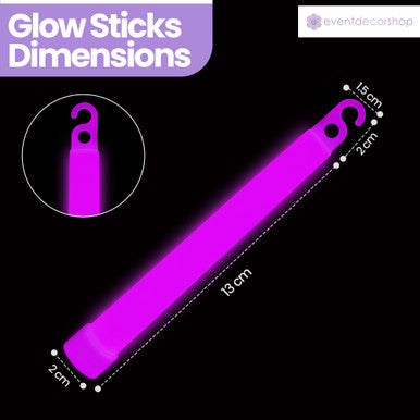 6" Premium Neon Glow Sticks (Pack of 25) - Pink