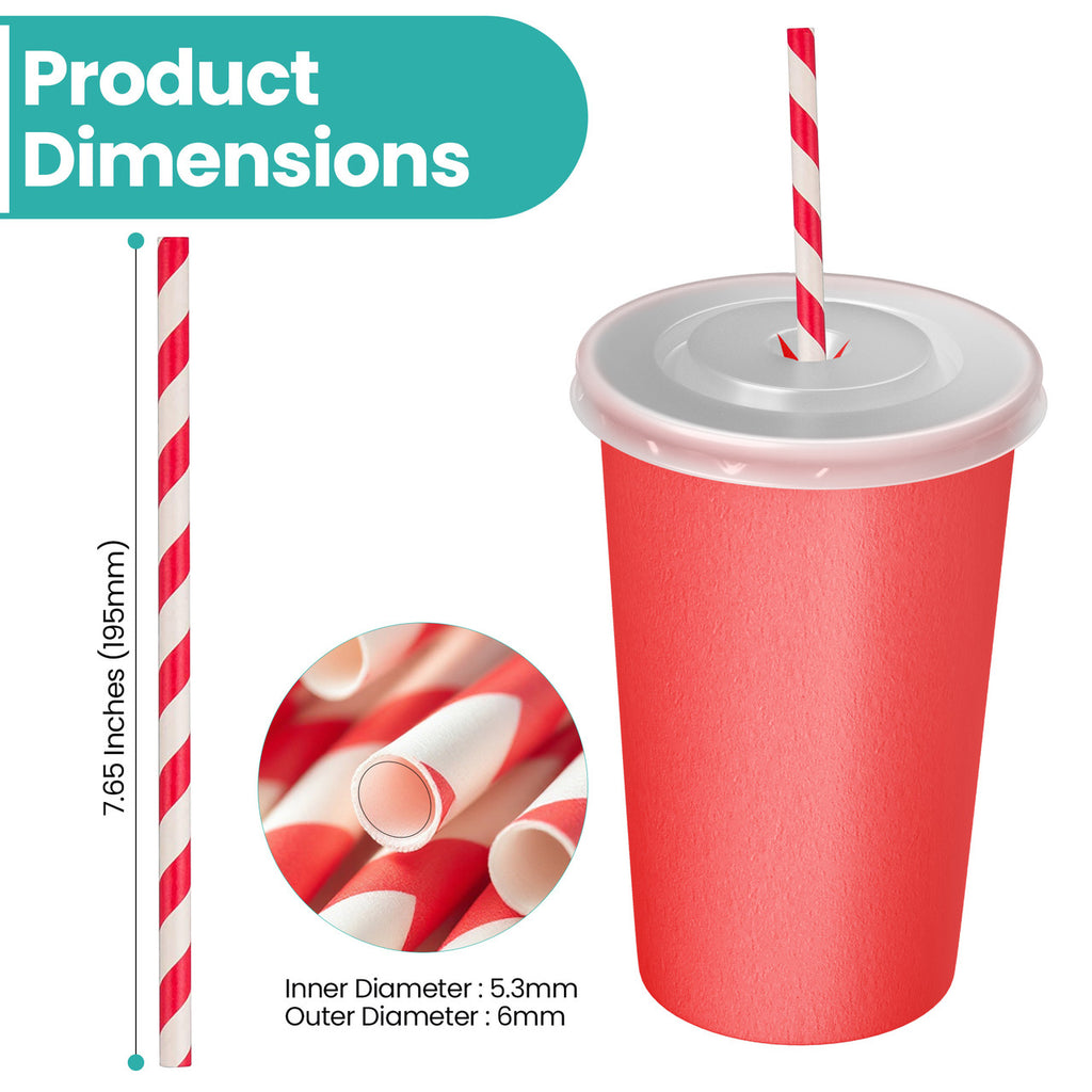 Red & White Striped Biodegradable Paper Straws