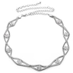 Braided Silver Mesh Chain with Centre Floral Diamante